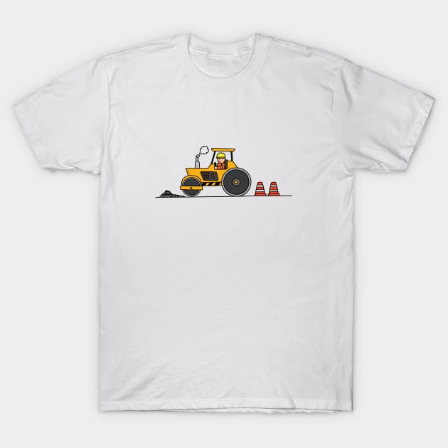 Kids drawing construction set of road roller machine T-Shirt by wordspotrayal